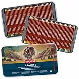 Derwent Drawing Buntstifte, 72er-Set in Blechdose, 5 mm runder Kern, Premium-Kernstärke, cremige Textur, ideal für müheloses Zeichnen und Kolorieren, professionelle Qualität, 2306558