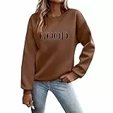 Generisch Pullover Damen Sweatshirt Briefe Drucken Langarm Rundhals Pulli Herbst Winter Frauen Buchstaben Druck Locker Casual Oberteil Sport Streetwear Sweatshirts ohne Kapuze Bluse Tops