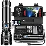 Blukar Taschenlampe LED Aufladbar, Extrem Hell Hohe Helligkeit Taschenlampen Zoombare Handlampe mit 5 Lichtmodi, IP67 Wasserdicht Flashlight Torch für Camping, Outdoor, Notfäll