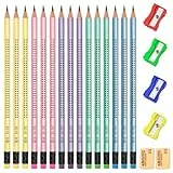 OWLKELA 60 Stück HB Bleistifte, Bleistifte mit Radiergummi, Bleistift Kinder zum Schreiben & Zeichnen, Bleistift Dreikant Mehrfarbig Für Schule, Büro & Zuhause