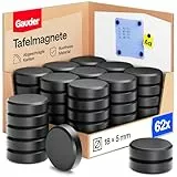GAUDER Magnete für Magnettafel - Starke Tafelmagnete für Whiteboard, Pinnwand, Kühlschrank & Büro - Runde, Schwarze Kühlschrankmagnete mit hoher Haftkraft (62 Stück - 18 x 5 mm)