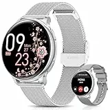 NAIXUES Smartwatch Damen mit Telefonfunktion, 1,27' HD Fitnessuhr mit 24/7 Pulsuhr, SpO2, Menstruationszyklus, Schlafmonitor, 70+ Sportmodi, IP68 Wasserdicht Armbanduhr für Android iOS Silber