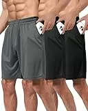 BOOJO 3er Pack Sporthose Herren Kurz Hosen mit Taschen Sport Shorts Schnell Trocknend Trainingshose für Gym Fitness(Schwarz*2/Dunkelgrau,M)