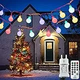 [120 LED] Lichterkette Kugel, 12M 8 Modi und Merk Funktion,lichterketten außen/innen mit Stecker, ideale party deko, kinderzimmer, balkon,weihnachtsbeleuchtung usw. (Bunt)