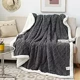 QOFLY Decke Sofa Kuscheldecke Grau - 150x200 cm Warm Sherpa Sofaüberwurf Decke, Dicke Sofadecke Couchdecke, XL Flauschige Wohndecke für Couch winterdecke