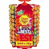 Chupa Chups Lutscher-Rad, Lollipop-Ständer mit 200 Lollis, Aufsteller mit 5 leckeren Geschmacksrichtungen, geeignet für Kiosk, Büro, Geburtstag & Halloween, 200 x 12g