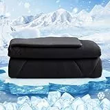 HOMFINE Kühldecke Doppelseitig Kühlende Decke - Leichte Kühldecke für Menschen Q-Max  0,4 Sommerdecke Kühlend Selbstkühlende Sommer Decke Cooling Blanket für Bett, Schwarz, 150 x 230 cm