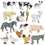 SIENON 15 Stück Tierfiguren Spielzeug Mini Bauernhof , Scheune Tiere, Miniatur Kuchen Topper Ornamente für Ostereierfüller Tiere Thema Geburtstag Party