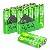 GP Charge & Save Akku AA und AAA NiMH - Set mit 12 aufladbaren Batterien | wiederaufladbar statt Einweg für häufig genutzte Geräte | vorgeladen, geringe Selbstentladung | AA & AAA Akku je 6 Stück