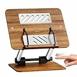 Buchständer, Verstellbarer Buchhalter Leseständer, Kochbuchhalter mit Seitenclip, Multifunktionales Holz-Lesegestell für Lehrbüchern, Rezepten, Laptop