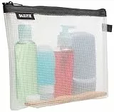 Leitz WOW Reise Zip-Kulturbeutel, durchsichtig, Wasserabweisend, Idealer Kosmetikbeutel für Reisen und im Handgepäck, Maße (BxHxT): 24 x 17 x 3 cm, Schwarz, 40140095