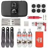Fahrrad-Reparatur-Werkzeug-Set, Co2-Inflator-Kits mit Co2-Kartuschen, 8-in-1-Multi-Werkzeug, Satteltasche, Reifenschlauchflicken und Reifenhebeln im Lieferumfang enthalten, Fahrradwartung,