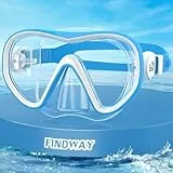Findway Taucherbrille Kinder,Schwimmbrille Schnorchelmaske Kinder mit Nasenschutz,Geeignet für im Alter von 4-16 Jahren, 180° HD-Panoramablick, wasserdichte und Beschlagfreie Tauchmaske