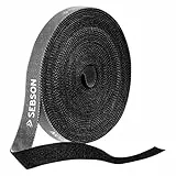 SEBSON Klettband Kabelbinder wiederverschließbar schwarz, 12mm x 15m Klettband Rolle zuschneidbar, variabel verschließbar