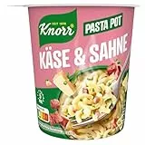 Knorr Pasta Snack Pot Käse & Sahne leckere Instant Nudeln fertig in nur 5 Minuten 8x 63g