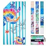 Winthome Strandtuch Wasserloser Öko-Duplexdruck, Strandhandtuch Mikrofaser Groß Schnelltrocknend, Leichtes, Sandfrei, Badetuch für Strand Schwimmen Sauna Camping, mit Tasche, Oeko (180x90cm, 1 Pack)