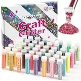 Halobios 48 Farben feiner Glitter für Harzguss, Glitter für Handwerk Herstellung, kosmetischer Glitters für Bühne Make-up, Nail Art, Haar