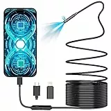 Maylatte Doppellinse Endoskopkamera mit Licht, 7.9mm 1920P HD Inspektionskamera mit 8+1 Lichtern, IP67 Wasserdicht 16.5FT Semi-Rigid Cord für Rohrkamera, Industrie Endoskop für iPhone