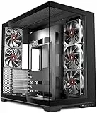 KEDIERS PC Gehäuse - vorinstallierte 5-Lüfter, ATX Mid Tower Gaming Gehäuse, Computergehäuse mit öffnendem Seitenteil aus gehärtetem Glas Schwarz G500