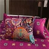 Freyamy Bohemian Kissenbezug 40x80cm 2er Set Boho Style Fuchsia Türkis Bunt 100% Mikrofaser Kissenbezüge Kopfkissenbezug 40x80cm 2 Stück