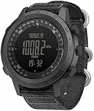 findtime Militär Uhr für Herren mit Kompass Schrittzähler Höhenmesser Barometer Digitale Sportuhr 5ATM Wasserdicht Nylon Armbanduhren Schwarz