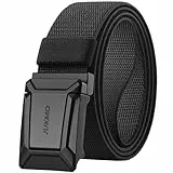 JUKMO Taktischer Stretchgürtel für Männer, Militär Arbeit Rigger Wandern,3,8cm elastische Nylon Web Ratsche Schnellspanner Gürtel in Geschenkbox (Schwarz, Groß)