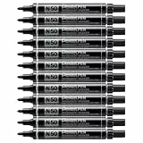 Pentel N50 Permanentmarker Rundspitze 1,5-2 mm Strichbreite 12 Stück schwarz