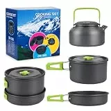 aiGear Camping Kochgeschirr Set/Outdoor Geschirr Set Grün Aluminium