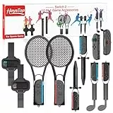 HEYSTOP Sport Zubehör Set für Nintendo Switch 2 Controller, 10-in-1-Spielzubehör-Bundle Set mit Golf Club, Tennisschlägern und Weiterem Sportspiel-Zubehör für Familien und Freundespartys