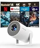 Magcubic Mini Beamer 4K Unterstützt Android 14, Smart Projector 5G WiFi 6 BT 5.4, Mini Projektor Full HD 1080P Unterstützt 200ANSI 8000L Auto Horizontal Trapezoid Correction (weiß)