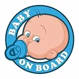 EROSPA® Auto-Aufkleber KFZ - Baby On Board - Junge mit Schnuller - Car-Sticker (Blau)