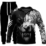 LEXAHO Unisex 3D Wolf Druck Hoodie Herren Jogginganzug Unisex Sweatshirts Hoody + Hose Sets S-6XL (Hoodie11,3XL)