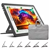 TOHETO A4 Leuchttisch mit Ständer & Tasche für Diamantmalerei, Wiederaufladbares Ultraheller Leuchtkasten zum Zeichnen, Aufladbar Licht Pad zum Nachzeichnen, Kabelloses Lichttafel zum Skizzieren Black