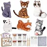 Doxiru Filzen Starterset-Set, 6-Teiliges Katzen-Nadelfilz-Set, Nadelfilzwerkzeuge mit Anleitung, Wollmatte und Fingerlinge für selbstgemachte Wolldekorationen