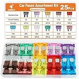 JOREST 25Pcs Standard Kfz Sicherung Set, Flachsicherungen Auto - Automotive Sicherungen für PKW/Wohnmobil/LKW/Motorrad (2 Ampere 3A 5A 7.5A 10A 15A 20A 25A 30A 35A 40A)
