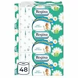 Regina Kamillenpapier 3-lagiges Toilettenpapier, 48 Rollen-Packung (3 x 16 Einzelpackungen), 150 Blatt pro Rolle, Sanft und zuverlässig, Mit einem Hauch von Kamille, FSC-zertifiziertes Papier