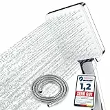 Newentor Duschkopf [TESTSIEGER], Eckig Duschkopf Hochdruck Duschbrause Handbrause mit 6 Strahlarten, Silber (mit Schlauch 1,5M)