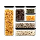 Bodum Vorratsdosen Set CANTEEN – 6-teilig mit schwarzen Deckeln – BPA-frei & spülmaschinenfest – Stapelbare, transparente Aufbewahrungsbehälter