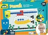 Lena 35629 Mosaik Steckspiel Set, Steckmosaik mit 120 Stecker, Mosaikstecker Ø 15 mm, Mosaikspiel für Kinder, Komplettset mit Steckplatte ca. 28 x 19,5 cm und Organizer, bunt, Mehrfarbig, Mittel