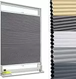 WOLTU Plissee ohne Bohren Klemmfix Wabenplissee Verdunkelung Thermo Jalousie Sonnenschutz und Sichtschutz Dunkelgrau 50x130cm Fenster Rollo für Innen & Tür