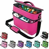 PUNALU Toniebox Tasche XL kompatibel mit Toniebox 1 & 2 – Platz für bis zu 68 Hörfiguren, Kopfhörer & Ladestation – Gepolsterte Transporttasche – Pink
