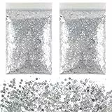 Glitzerpulver zum Basteln,100g Groß Glitzer Silber,Glitzer zum Weihnachten Basteln Kerzen,Glitzerpulver für Nägel Gesicht DIY Epoxidharz Kartenbasteln