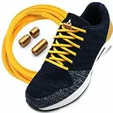 Run out sports Elastische Schnürsenkel ohne binden mit Metallkapseln rund Schuhbänder mit Schnellverschluss bunt Kinder Erwachsene (Sunflower Yellow)