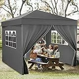 YITAHOME 3X3M Outdoor Pop Up-Pavillon mit Seite Faltpavillon, Wasserdichter Faltbarer Gartenpavillon Für Alle Jahreszeiten Camping Pavillon Anti-uv Mit Kostenlosen Höhenverstellbaren Für Party Märkte