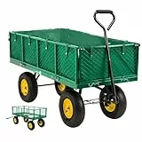 Miweba Bollerwagen MB-700 | 𝟕𝟎𝟎 kg Traglast - Luftreifen - Wände klappbar - Volumen 220 L - Sackkarre - Schubkarre - Transportwagen - Handwagen - Gartenwagen - Wagen - Gartenkarre (Grün)