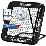 ELANI - Rebounder für Fußball 125x125cm mit Schutzrand & 6 Heringen für sicheren Stand - Fussball Rebounder mit stabilem Rahmen - Tornetz - auch für Handball & Volleyball - Fußball Training