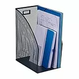 Relaxdays 3 x Stehsammler, DIN A4, Mesh Design, HxBxT: 32 x 16 x 24,5 cm, Büro & Home-Office, Stehordner, Metall, anthrazit