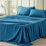 BEDSURE Bettwäsche-Set – Blaugrün Queen-Bettlaken – weiche gebürstete Mikrofaser, knitterfreies Bettwäsche-Set – 1 Spannbetttuch, 1 Bettlaken, 2 Kissenbezüge (Queensize, Blaugrün)