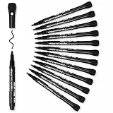 Whiteboard Stifte Schwarz Whiteboard Marker: 12 Magnetisch Whiteboard Stift mit Schwamm, Whiteboardmarker Dünn Boardmarker Abwischbar für Magnettafel Flipchart Wochenplaner Magnetwand, Folienstift