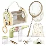 Dreamon Kinder Abenteuer Entdecker Bug Set, mit Schmetterlingsfangnetz, Insektenbeobachtungskäfig aus Holz, Becherlupen, Insektenfänger, Spielzeug für Draußen ab 3-7 Jahre, Geschenk 3-7 Jahre Junge